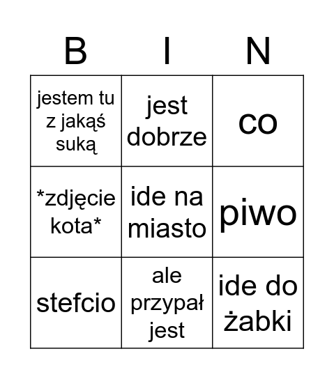 Bingo adasia Bingo Card