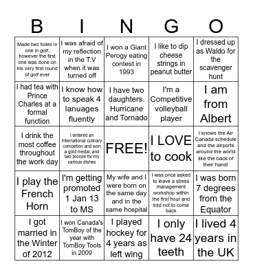 GET TO KNOW YOUR CO-WORKERS Bingo Card