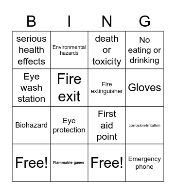 Lab Safety Bingo Card