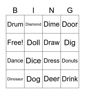 /d/ initial Bingo Card