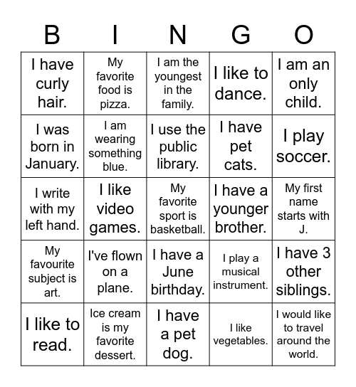 Virtual Exchange BINGO! Game 1 Bingo Card