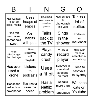 Find someone who... Bingo Card