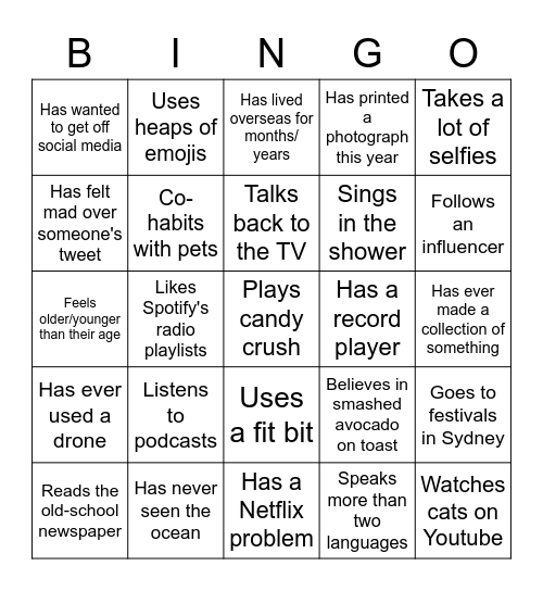 Find someone who... Bingo Card