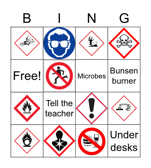 Miss Webb's Safety Symbols Bingo Card