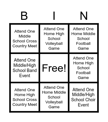 Extra Credit Bingo Card