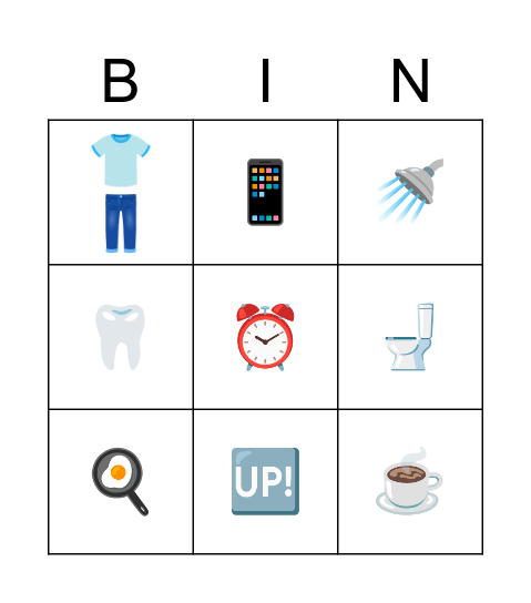 Morning Bingo Card