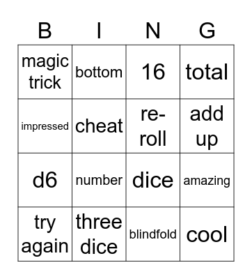 THREE DICE TRICK Bingo Card