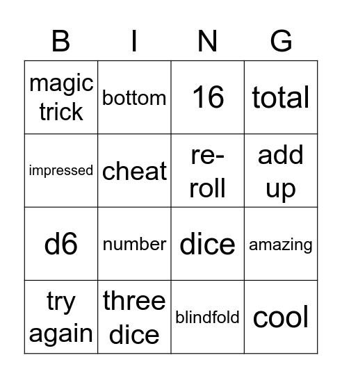 THREE DICE TRICK Bingo Card