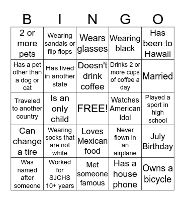 Mel's & Tiff's Icebreaker Bingo Card