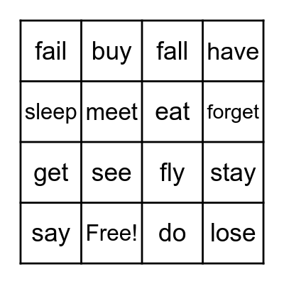 PRESENT PERFECT Bingo Card