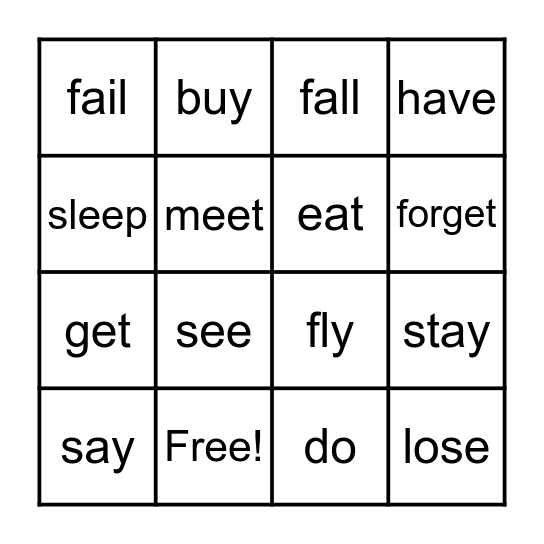 PRESENT PERFECT Bingo Card
