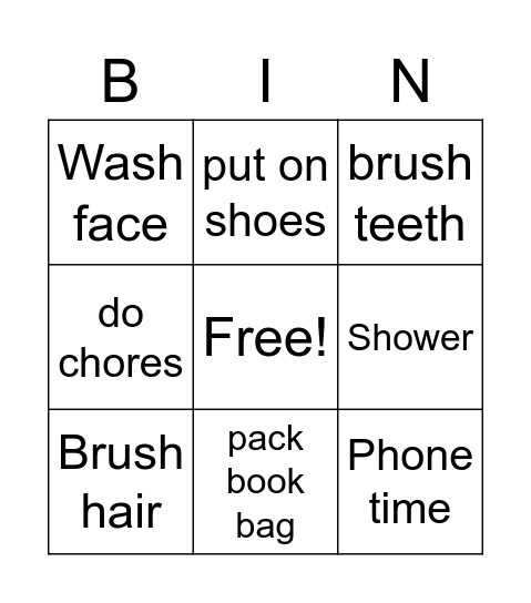 For today Bingo Card