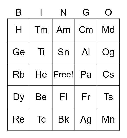 Last Name, First Name Bingo Card