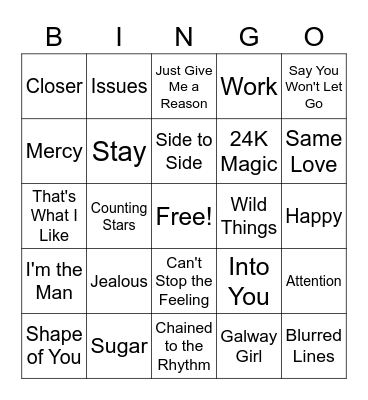 Music Bingo Card