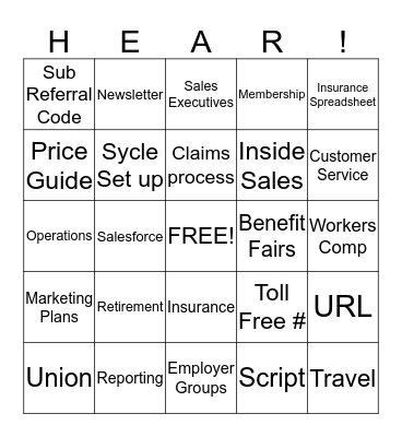 Account Manager Bingo Card