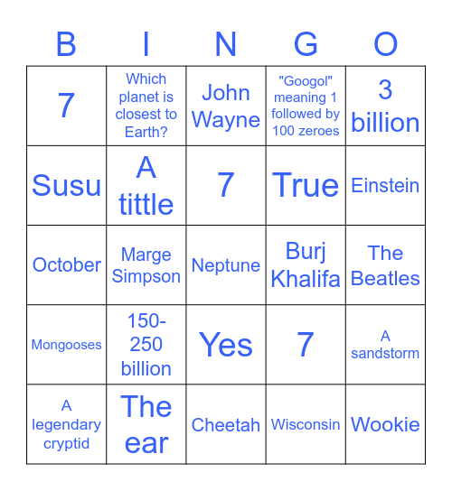 Trivia Bingo Kahoot! Bingo Card