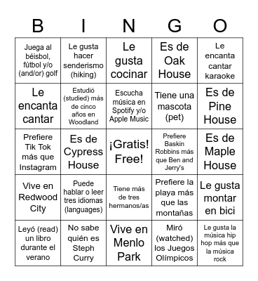Encuentra a alguien que ... Find someone who ... Bingo Card