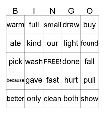 Aniya's Sight Words - II Bingo Card