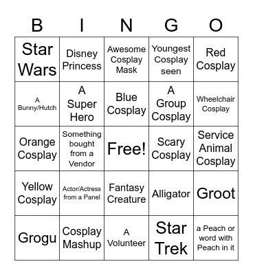 DragonCon 2021 Bingo Card