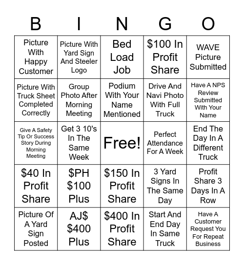 1800-GOT-JUNK BINGO Card