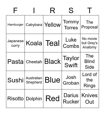 First Year Ice Breaker Bingo Card