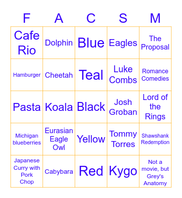 Orientation Icebreaker Bingo Card