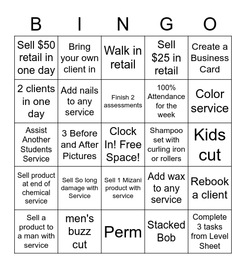 March Bingo Salon Competition Bingo Card