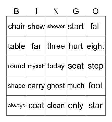 Sean's Bingo Card