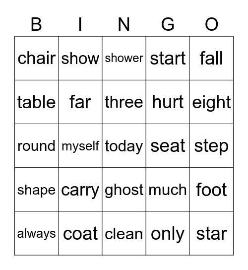 Sean's Bingo Card