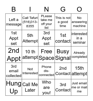 Call Night Bingo!! Bingo Card