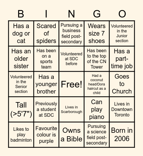 VSDC 2021 Bingo Card