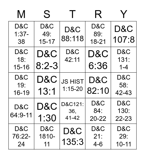 DOCTRINAL MASTERY Bingo Card