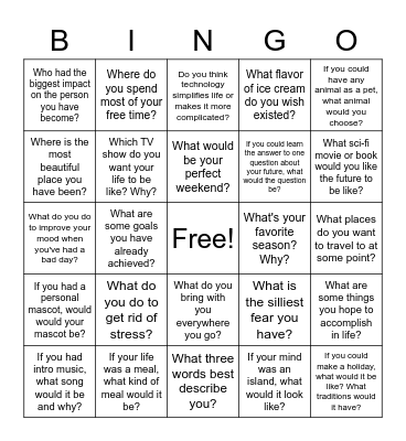Get-To-Know-You Bingo! Bingo Card