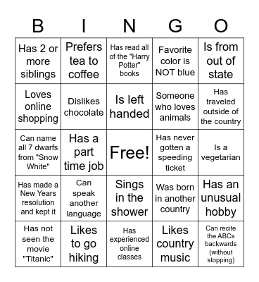 Find Someone Who... Bingo Card