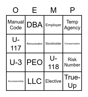 BWC Lingo Bingo Card