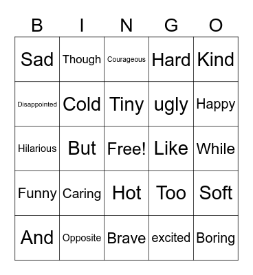 Synonym and Antonym Context Clues Bingo Card