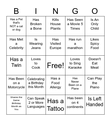 Team Building Bingo! Bingo Card