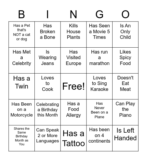 Team Building Bingo! Bingo Card