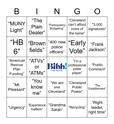 Team Bibb Debate Bingo Card