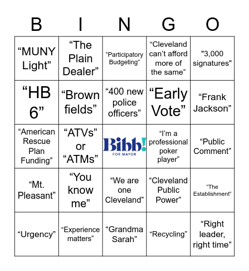 Team Bibb Debate Bingo Card