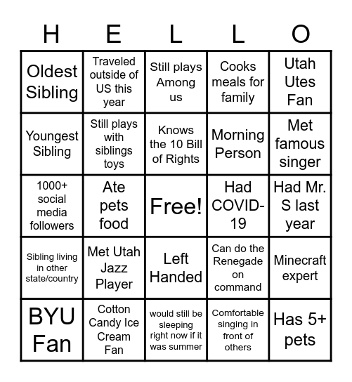 First Day Jitters Bingo Card