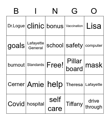 Population Health Bingo Card