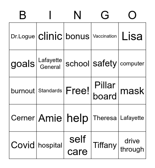 Population Health Bingo Card