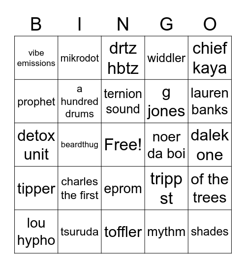 INFRASOUND BINGO Card