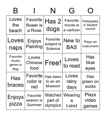 Ice Breaker Bingo Card