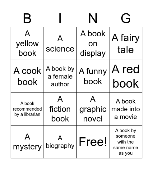 Back To School Bingo Card