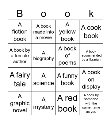 Back to School Book Bingo Card