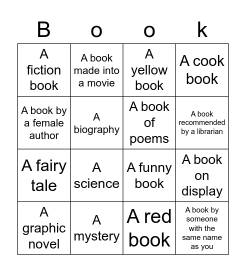 Back to School Book Bingo Card