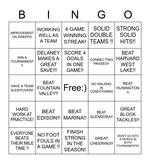 NHHS FIELD HOCKEY!! Bingo Card