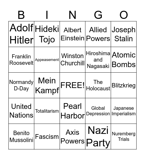 World War II Bingo Card